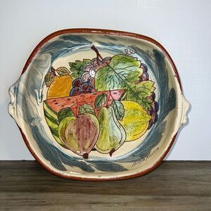 97” Vintage Anibal Rosado Redware Pottery Oval Platter San Pedro Do Corval Fruit